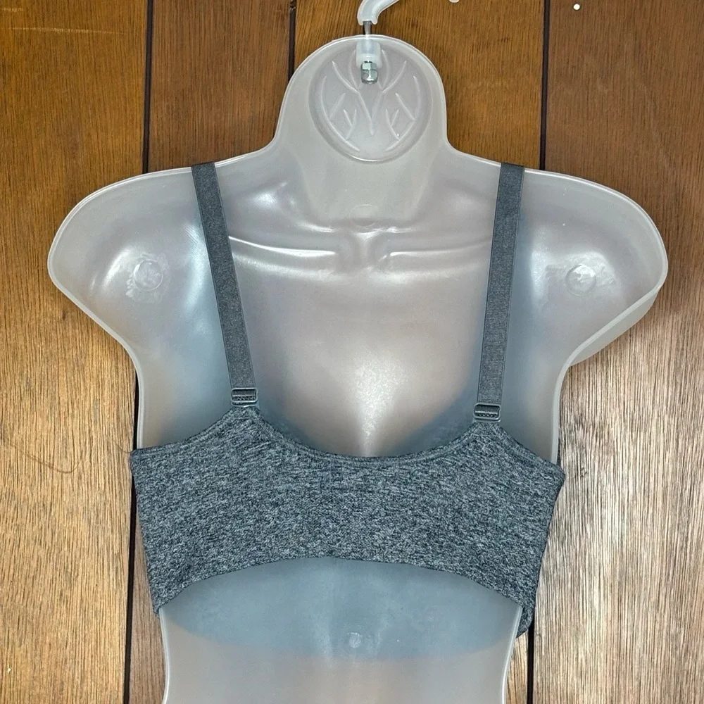 Puma Sports Bra Womens Medium Grey Racerback Heathered Removable Pads Activewear